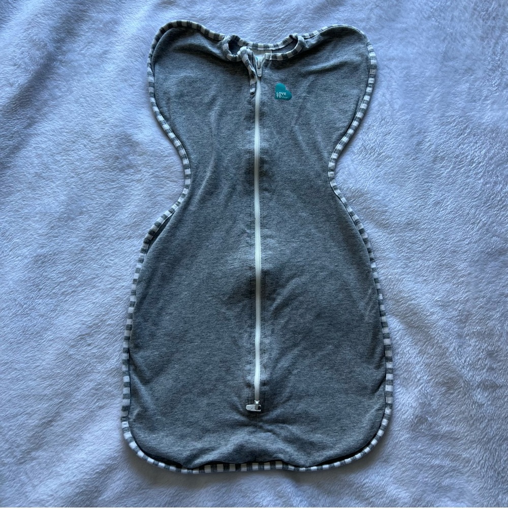 LOVE to dream Gray and White Striped Baby swaddle
